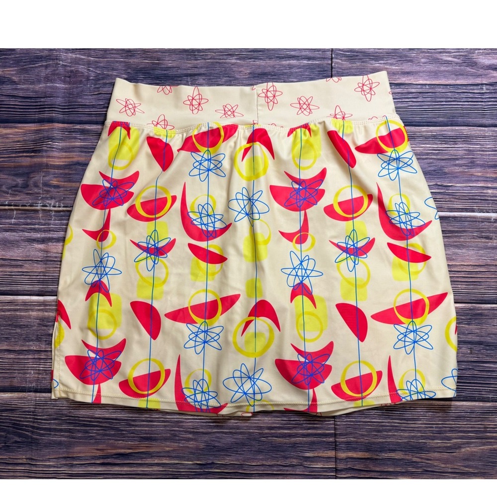 SkortObsession Womens Large Atomic Retro Print Athletic Skort Pockets Stretch - Picture 3 of 14